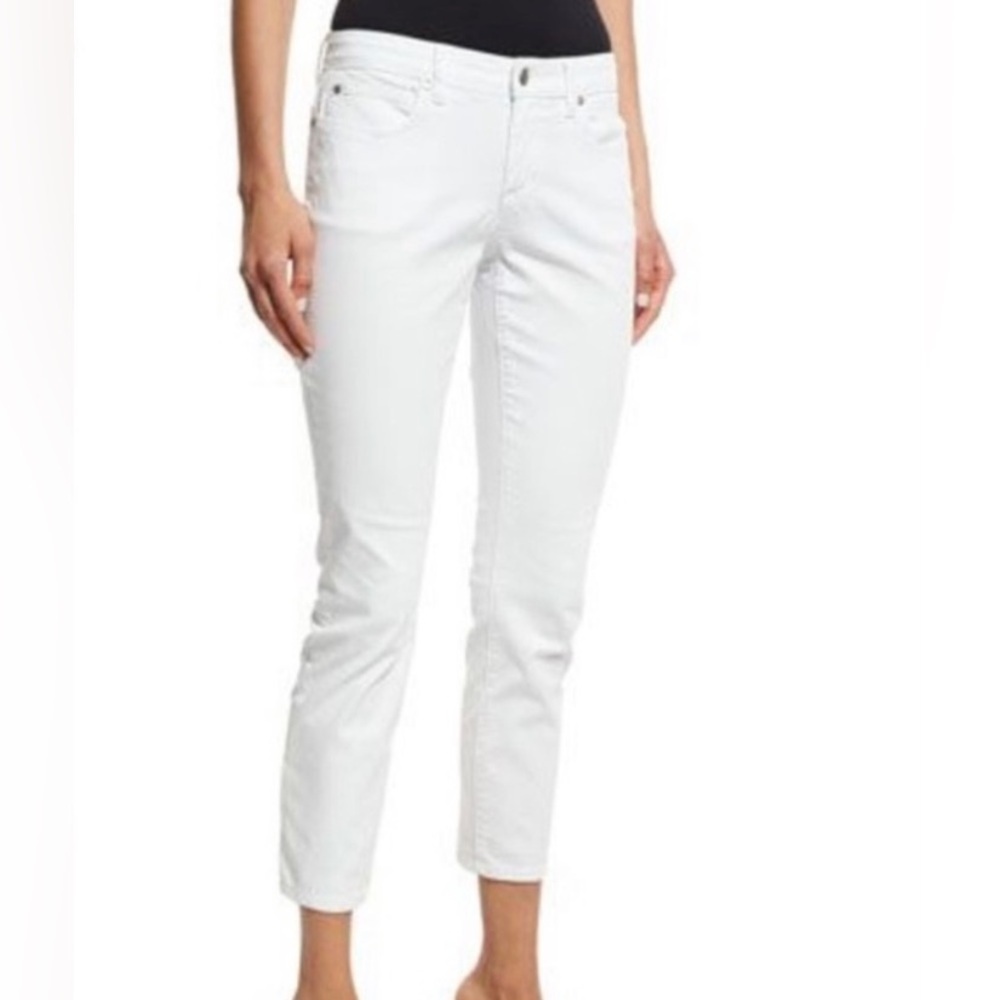 Eileen Fisher Organic Cotton White Cropped Ankle Jeans 14